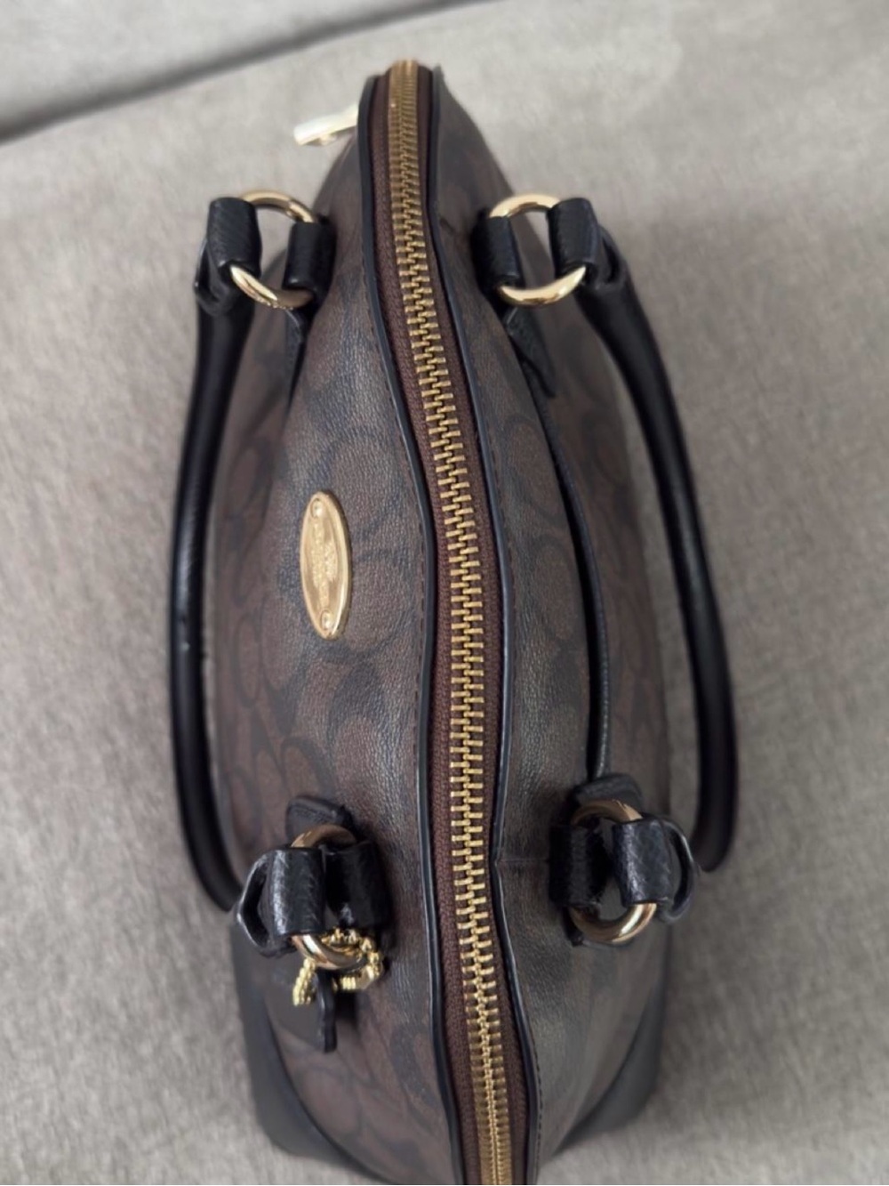 Coach Brown & Black Logo Dome Satchel - Picture 3 of 8